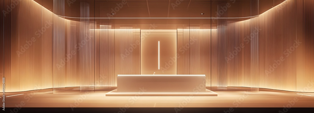 Aufkleber a clear podium with a modern design in an open space, illuminated by ambient lighting that casts gen