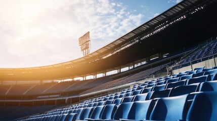 Fototapeta premium The empty stadium seats, a silent testament to the fans' absence, symbolized the void left by a lack of human connection and shared experience in the face of challenges