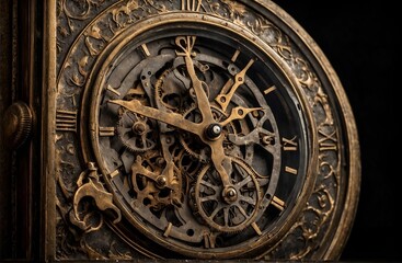 Obraz premium Clock mechanism made in the technique of toning. Vintage bronze clock
