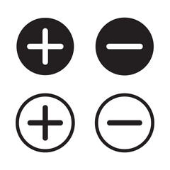 Obraz premium plus and minus vector icon, plus-minus math sign, positive and negative symbol, addition and subtraction sign, vector illustration on transparent background