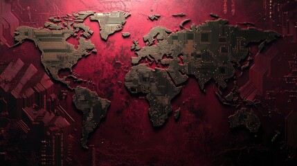 Naklejka premium Map on Red Background