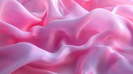 Obraz premium Silky pink fabric rippling in soft, fluid waves, creating a serene and elegant texture.