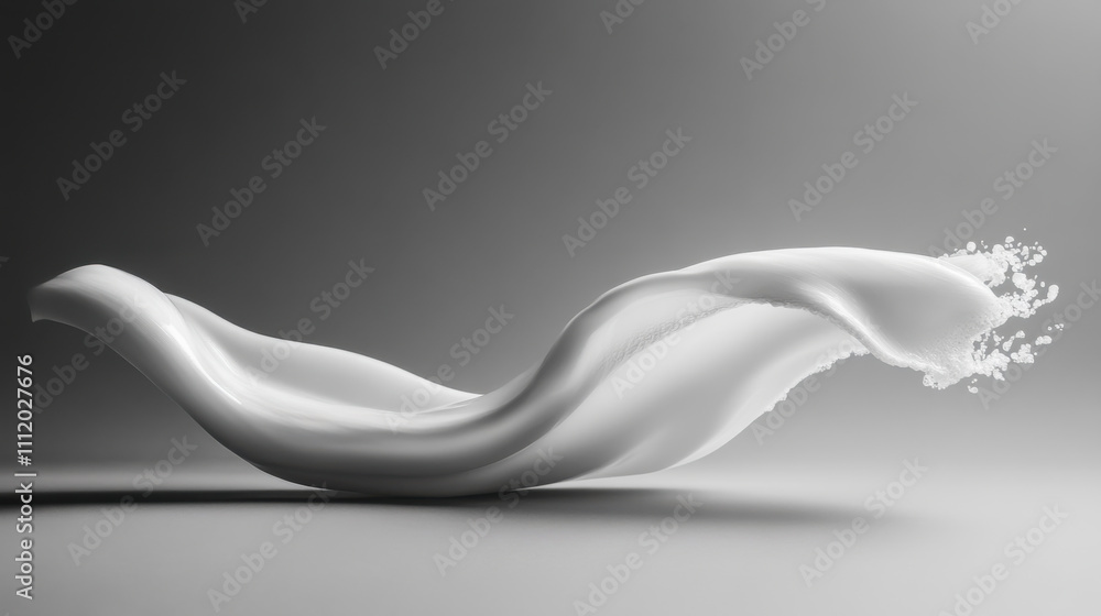 Poster an abstract representation of flowing white cream against a minimalist backdrop in soft lighting