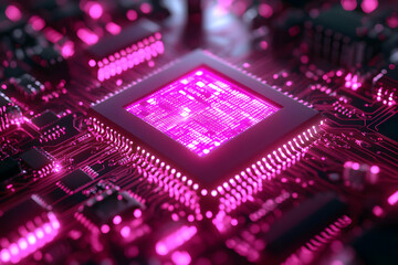 Obraz premium Pink Glowing 3D CPU Illustration
