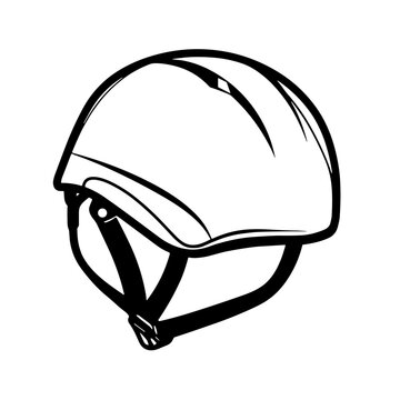 recommend clip art: Minimalist line art illustration of a safety helmet in black and white
