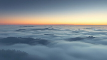 Fototapeta premium soft ethereal flames dance across a serene misty landscape at dusk, enchanting visuals, mystical glow., mystical atmosphere