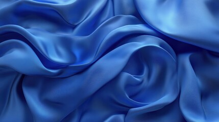 Obraz premium Luxurious flowing blue satin fabric creating elegant waves and folds.