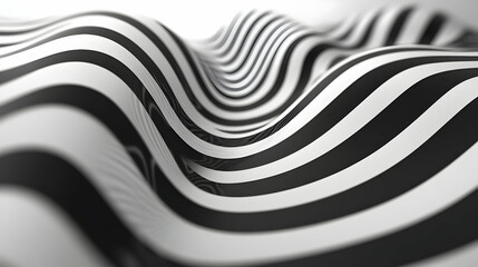 Abstract 3D Black White Wave Background