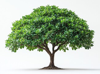 Obraz premium Lush green tree isolated on white background, perfect for design projects needing a nature element.