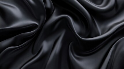 Fototapeta premium Luxurious dark silk fabric gently draped creating elegant flowing curves.