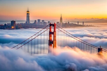 Obraz premium creative and unique background images captures the serene beauty of fog in nature, bustling cities, and tranquil villages