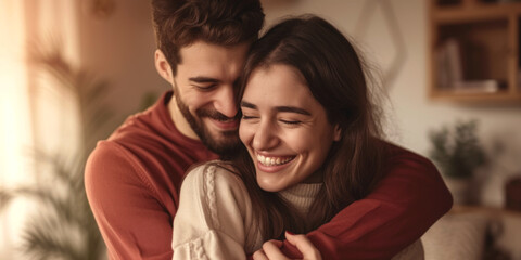 young couple hugging Generative AI