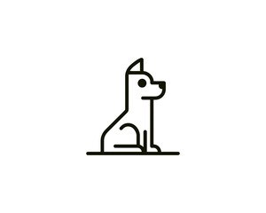 Minimalist Dog  Outline logo design icon symbol vector illustration.