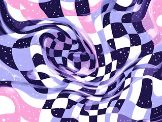 Abstract Purple Checkered Vortex Illustration