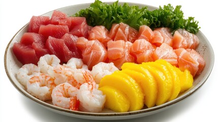 Fresh Sushi Platter with Assorted Seafood and Bright Garnishes