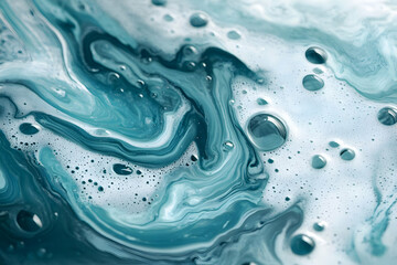 Abstract Teal Liquid Marble Background