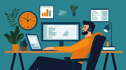 Smart screen time management in office, device reminding user to rest eyes