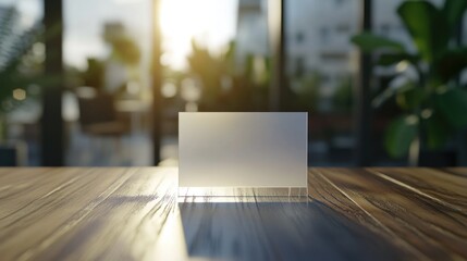 Business Card on Wooden Table