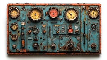 Control Panels with Dials and Gauges Isolated on White Background. Generative AI
