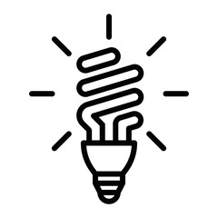 Lightbulb vector icon with rays in outline style. Editable stroke.
