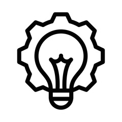 Lightbulb gear vector icon for innovation concepts. Editable stroke.