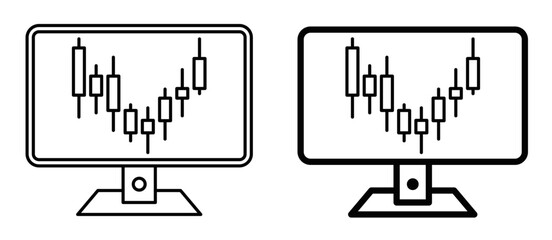 Naklejka premium Icon of a stock chart on a monitor screen. Editable stroke.