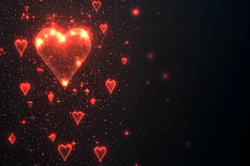 Glowing Hearts Abstract Background