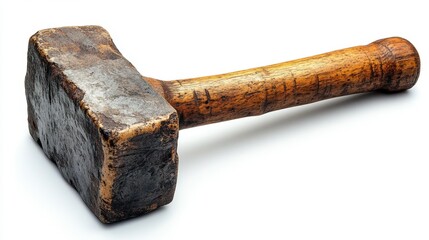 Reinforced Handle Sledgehammer on White Background. Generative AI