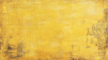Close-up of a yellow canvas with fine brushstroke details and a vintage, weathered appearance.