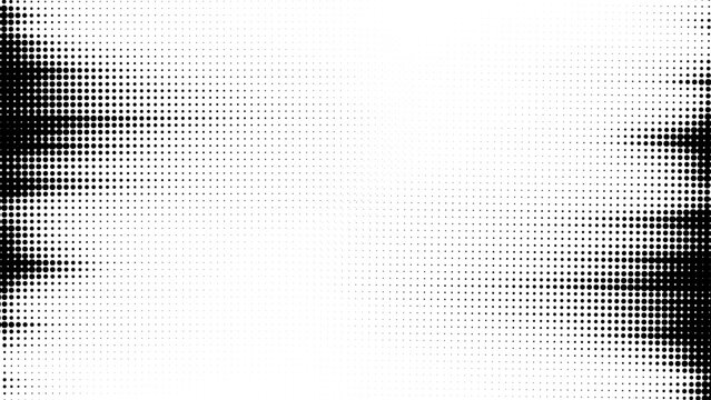 Vector halftone background with dynamic gradient of black dots fading into white. Modern abstract design with grainy stripes.