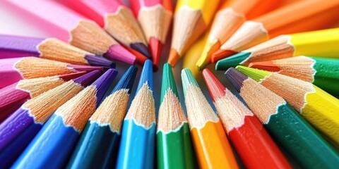 Naklejka premium Colored Pencils Arranged in Circle