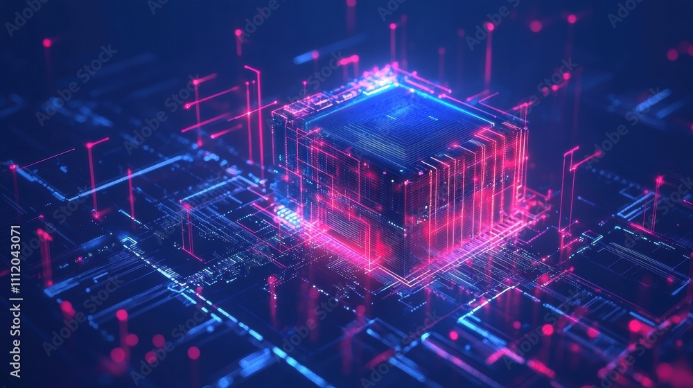Poster A digital AI chip integrates into an abstract technology brain design, showcasing the advancement and complexity of artificial intelligence. Generative AI