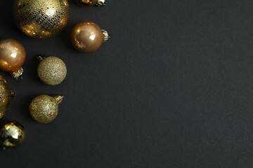 Festive Christmas background with various decorations, top wiew