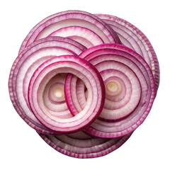 Red onion slices isolated on transparent background