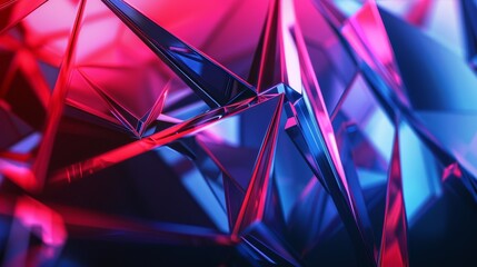 Abstract crystal structure is shining in vibrant neon light, creating a beautiful and futuristic design