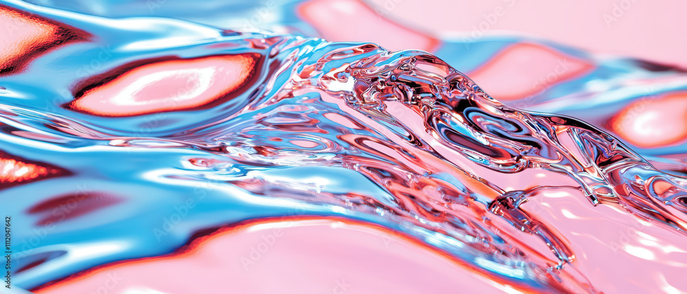 Poster shimmering water waves create dynamic visual effect with vibrant colors. interplay of light and refl