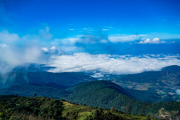 Breathtaking cloudscape over mountains scenic viewpoint in nature landscape photography with majestic skies