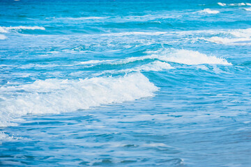 Sea waves, blue sea water and storm wave