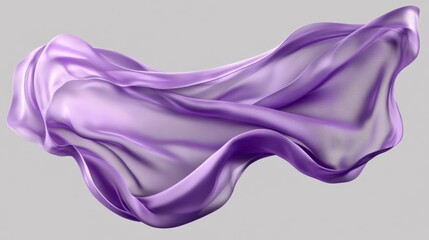 A flowing, translucent purple fabric gracefully billowing in the air, creating a sense of elegance and motion.