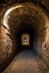 Fototapeta premium view of catacombs , brick tunnel