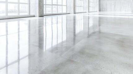 Modern polished concrete flooring in a bright interior space