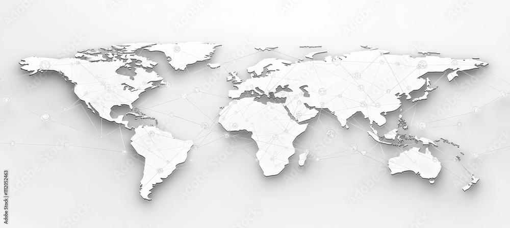 Aufkleber world map on white background. generative ai technology.