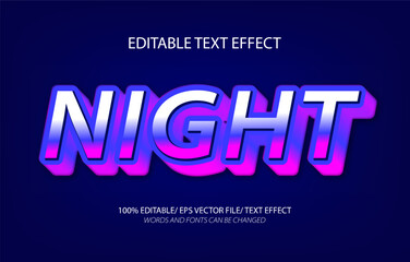 Night editable text effect, 3D editable text template.	