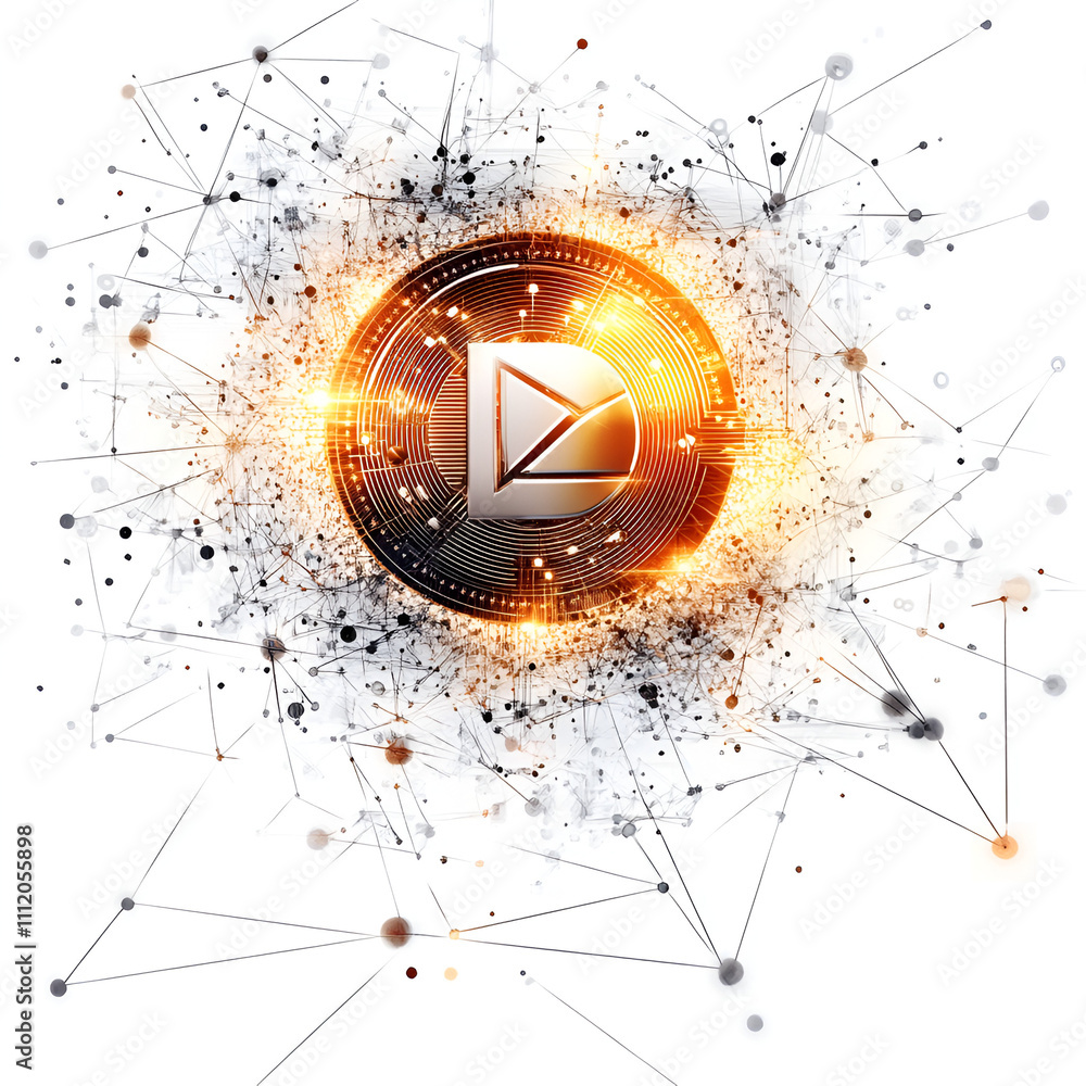 Poster cryptocurrency innovation digital space abstract art virtual environment futuristic view blockchain 