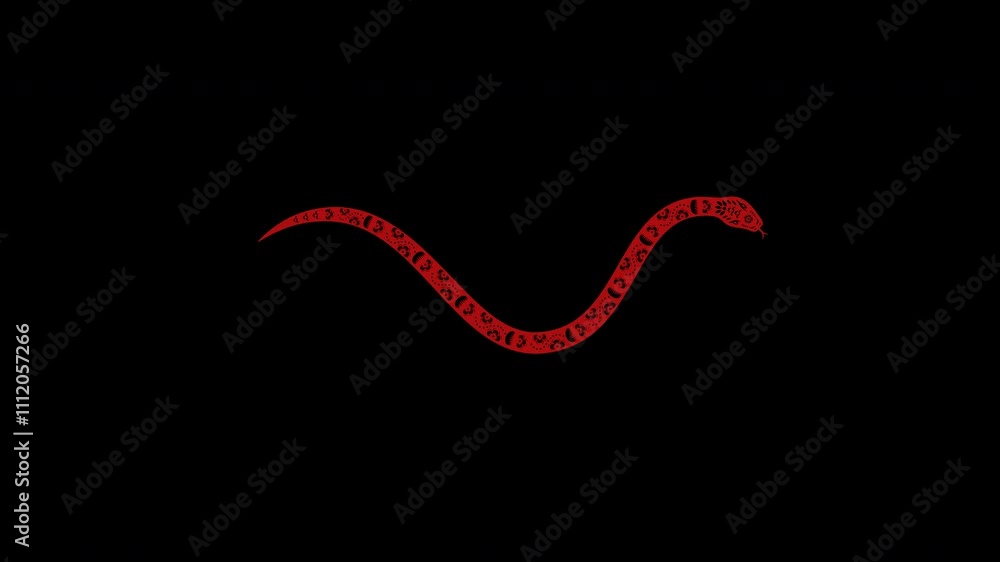 Canvas Prints red crawling snake on transparent background for 2025 chinese new year