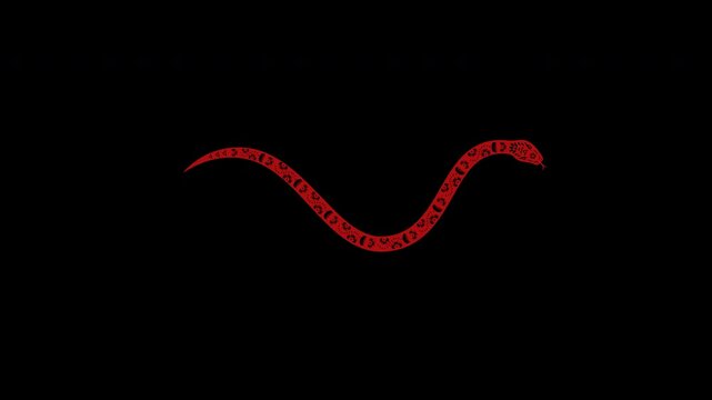 Red crawling snake on transparent background for 2025 Chinese new year 