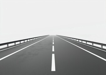 Fototapeta premium Expansive highway road stretching towards the horizon with clear white lines and a minimalistic backdrop in daylight