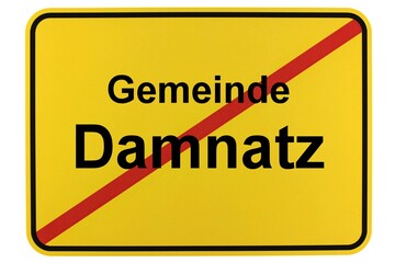 Illustration eines Ortsschildes der Gemeinde Damnatz in Niedersachsen