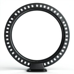 Fototapeta premium A round ring light with adjustable brightness for enhancing photography and video quality at home studio setup