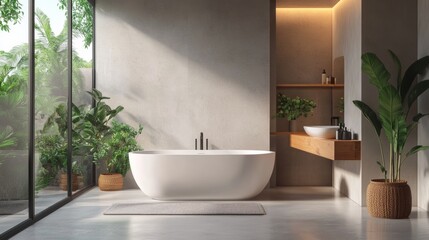 Fototapeta premium Waste-free bathroom essentials, minimalist aesthetic